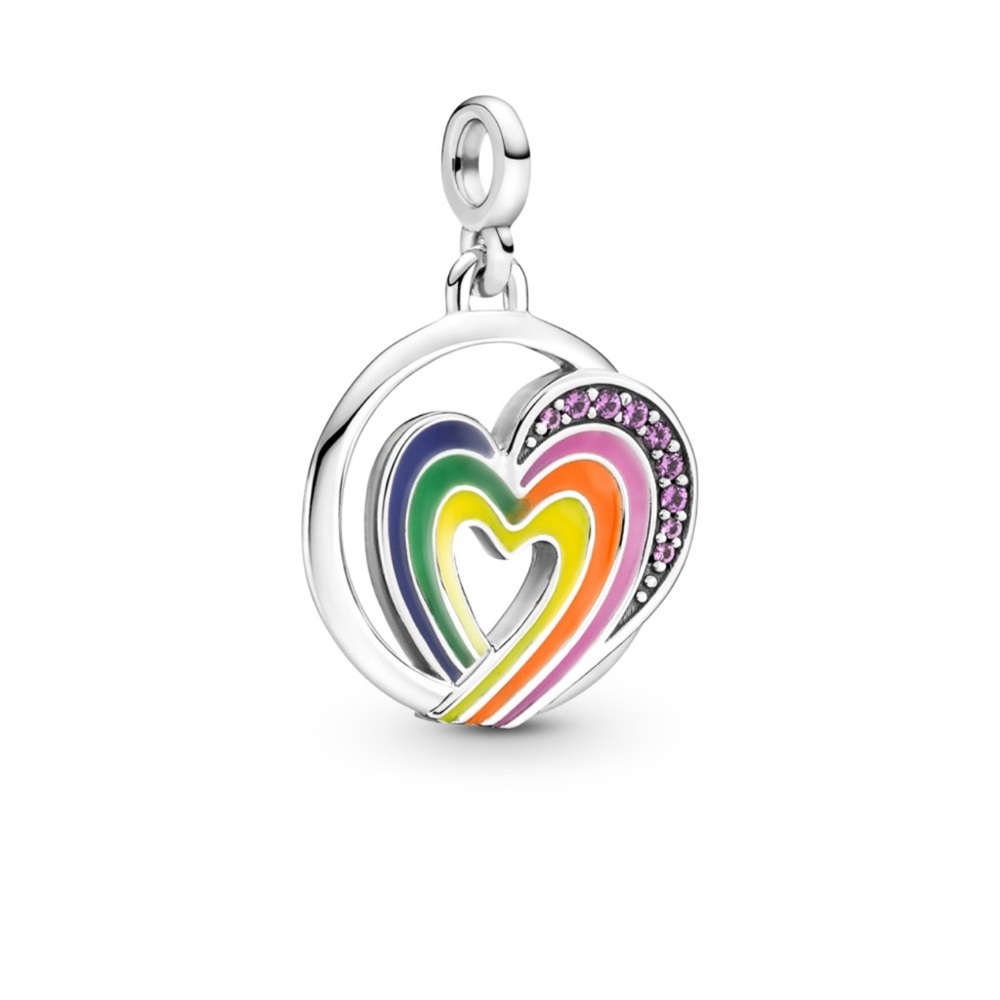 LIKE NEW CONDITION Pandora ME Rainbow Heart of Freedom Medallion